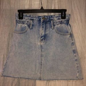 Vintage 80’s ruched waist light slight acid wash denim mini S, bought in Japan